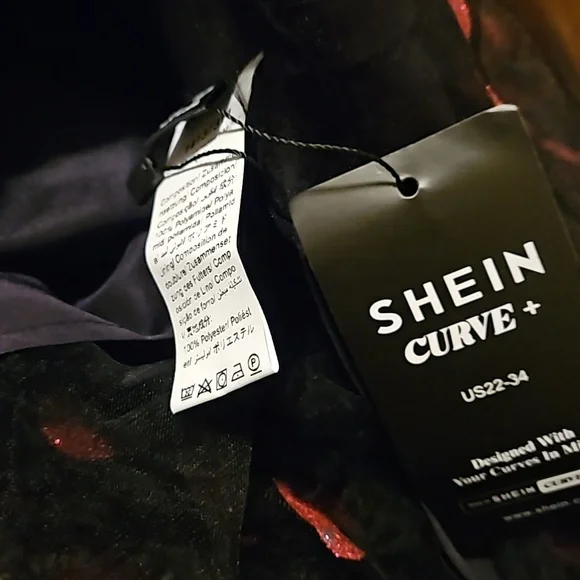 Plus Size Puff Sleeve Love Mesh Dress - Picture 9 of 9